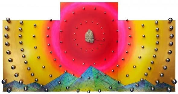 이상한 물체가 있는 풍경 3 · 화판에 아크릴릭.  종합재료 · 190x360cm · 2019