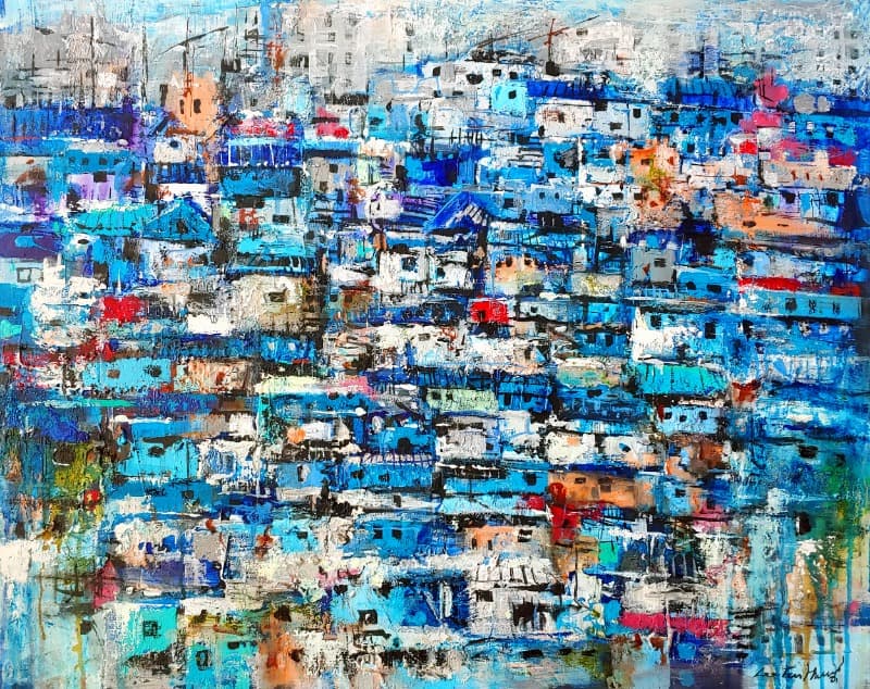 사라지는 풍경-그곳. 감천#2_ 이은황 · mixed media · 90 x 65 cm · 2019