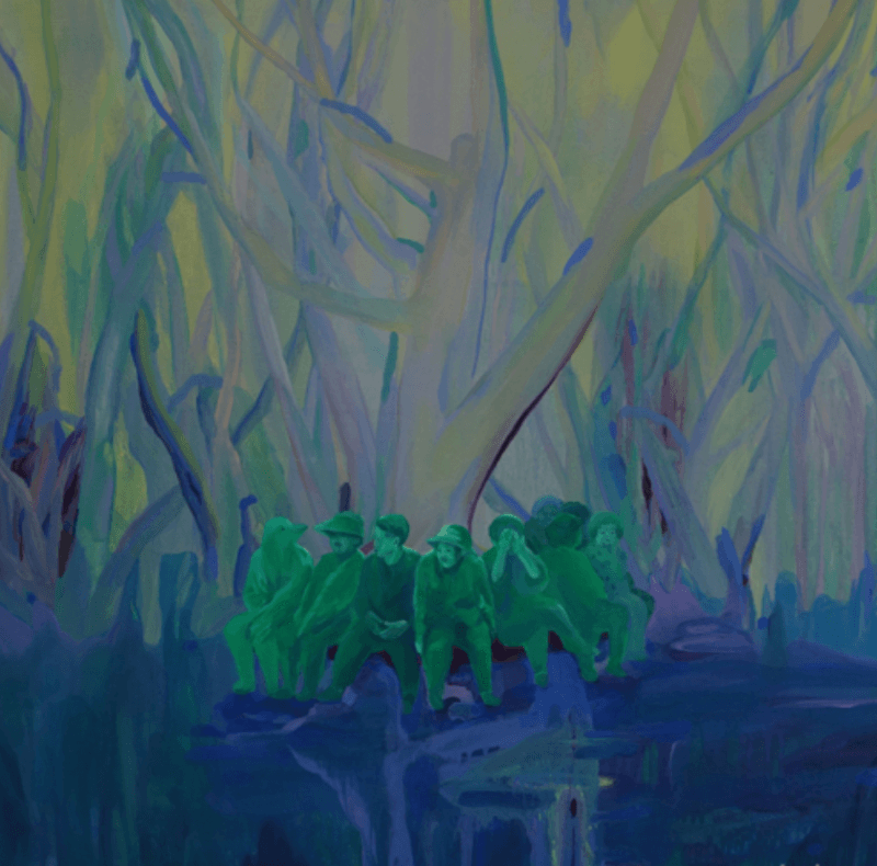 배미정_모여있는 할머니들 · 캔버스에 아크릴채색 · 91×91cm · 2018