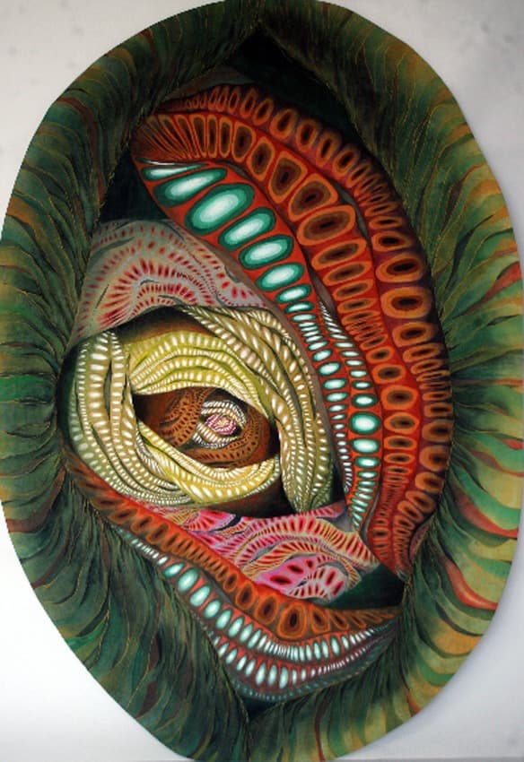 심연- 끝없는 마음의 눈 · 장지위에 채색 · 200x137cm