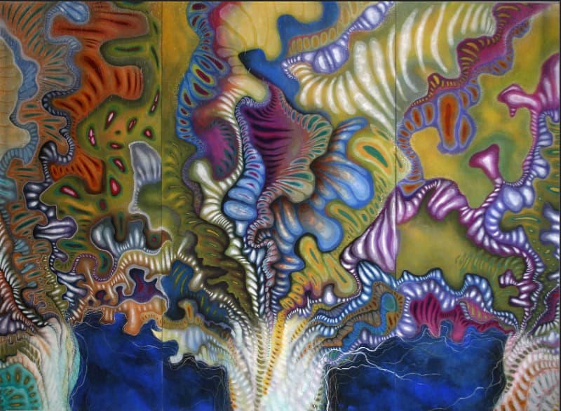 심연속으로-보이는것과 비춰지는 것 · 장지위에 채색 · 145x199cm