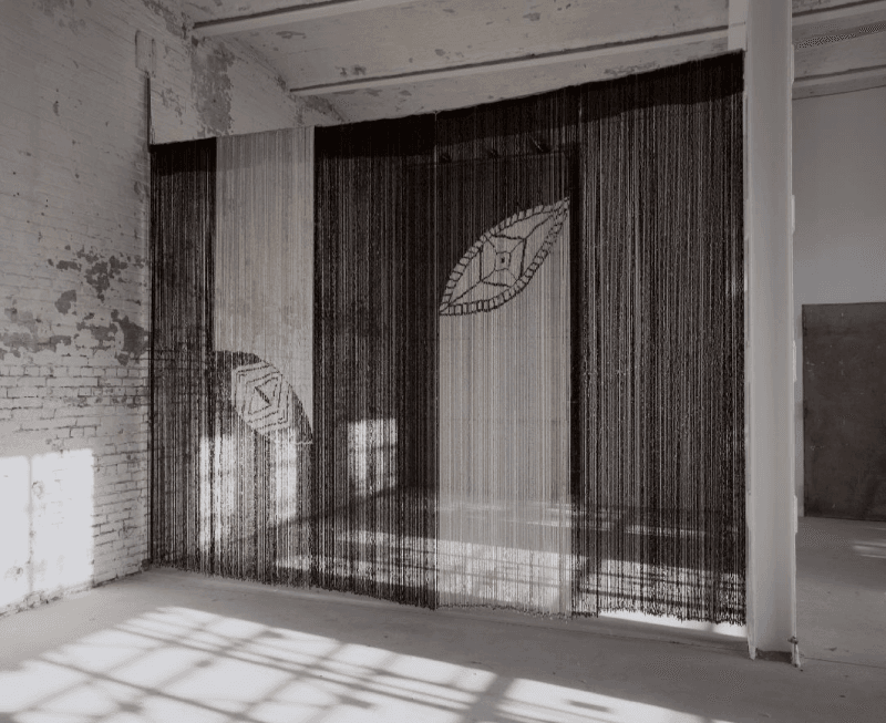 Zora Mann_Cosmophagy · Plastic beads_string_fabric · 350 x 460 cm · 2015 · Zora Mann_Cosmophagy · Plastic beads_string_fabric