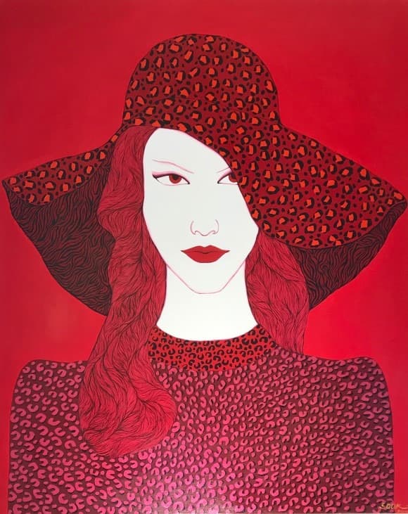김미숙_도도한 레오파드 · Acrylic on canvas · 162.2cmX130.3cm · 2019 · Acrylic on canvas