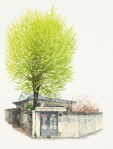 김민정_사라지는 집_금강로131번나길 30 · 종이위에 수채 · 40x30cm · 2019