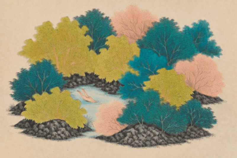 김민주-사유의 숲 · 장지에 먹과 채색 · 66×96cm · 2019