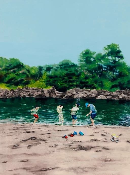 물수제비 · Oil on Canvas · 130cm x 97cm · ducks and drakes · Oil on Canvas