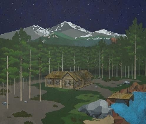 The Cabin in the Woods · acrylic on canvas · 53cm x 45cm · 2019 · The Cabin in the Woods · acrylic on canvas