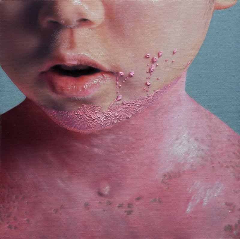 Pink in Blue · oil on canvas · 32x32cm · 2019 · oil on canvas