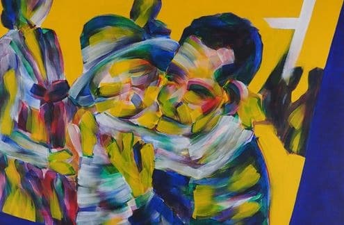 이산가족 상봉 · 캔버스에 아크릴채색 · 50×72cm · 2019