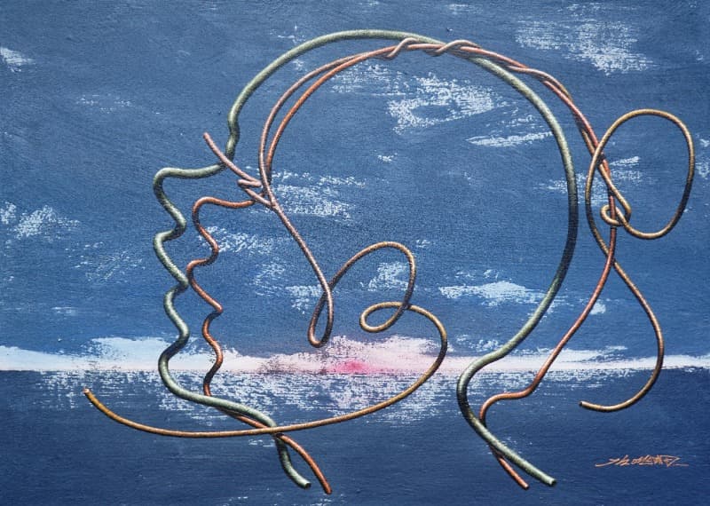 함께 바라보는 일출 · 캔버스 위에 돌가루 · 90.9×65.1cm · 2019 · Sunrise