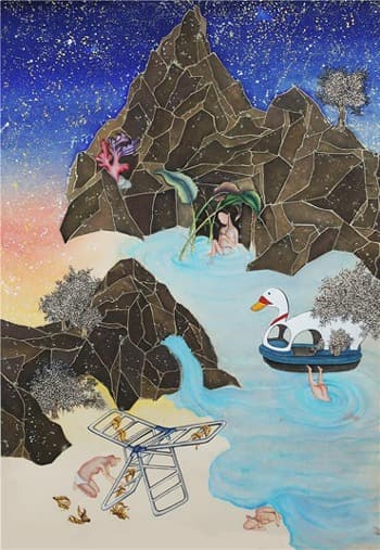 이상異常 · 장지에 분채 · 72.7x60.6cm · 2019 · Unusual