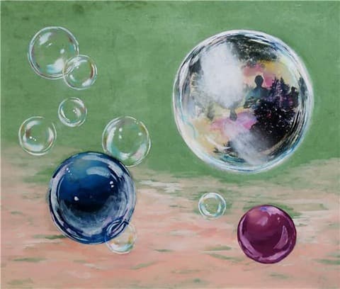 休 · 대만지에 분채 · 53.0x45.0cm · 2019 · Rest