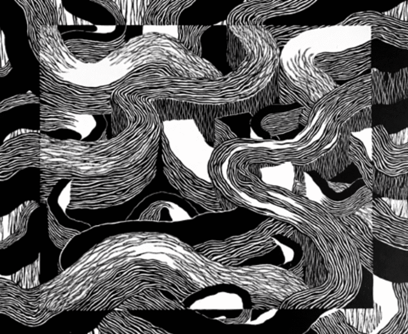 민경문_표상의 파편 05 · 캔버스에 먹_잉크 · 38×45.5cm · 2019 · Fragment of surface 05 · Ink on Canvas