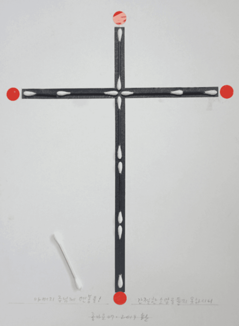 주재환_아버지 주님께 연봉을 · 종이에 혼합재료 · 41×28.5cm · 2019 · Annual income to the Lord · Mixed material on paper