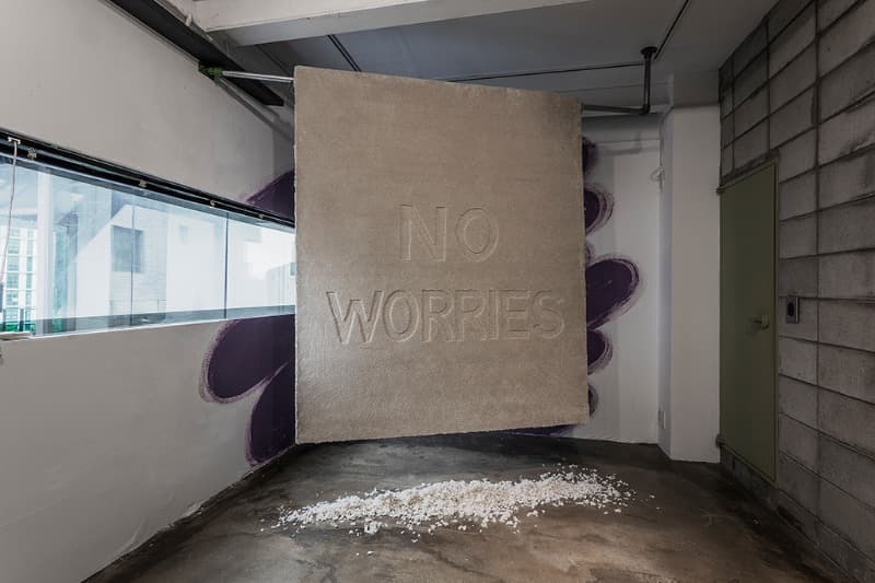 ,babe, · 카페트. 파이프 클램프. 철 파이프. 페인트. 카페트 털. 칼라 스프레이 · 213 x 254 x 168 cm · 2018 · ,babe,