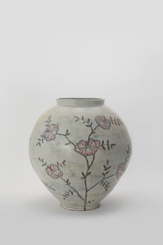 분청인화모란문호1 · 분청토_색화장토_재유 · 40.5x40.5x45cm · Buncheong celadon1
