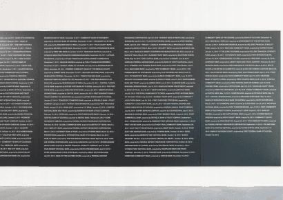 Bankrupt Banks. October 30 · Black painted MDF with printed letters · 2013 · Bankrupt Banks. October 30 · Black painted MDF with printed letters