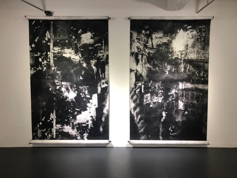 Drawing(Cityscape) · Conte on Paper · 250x150cm · 2019(2piece) · Drawing(Cityscape) · Conte on Paper