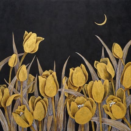 달빛정원 · 한지에 금분채색 · 38x38cm · 2018 · Moonlight Garden
