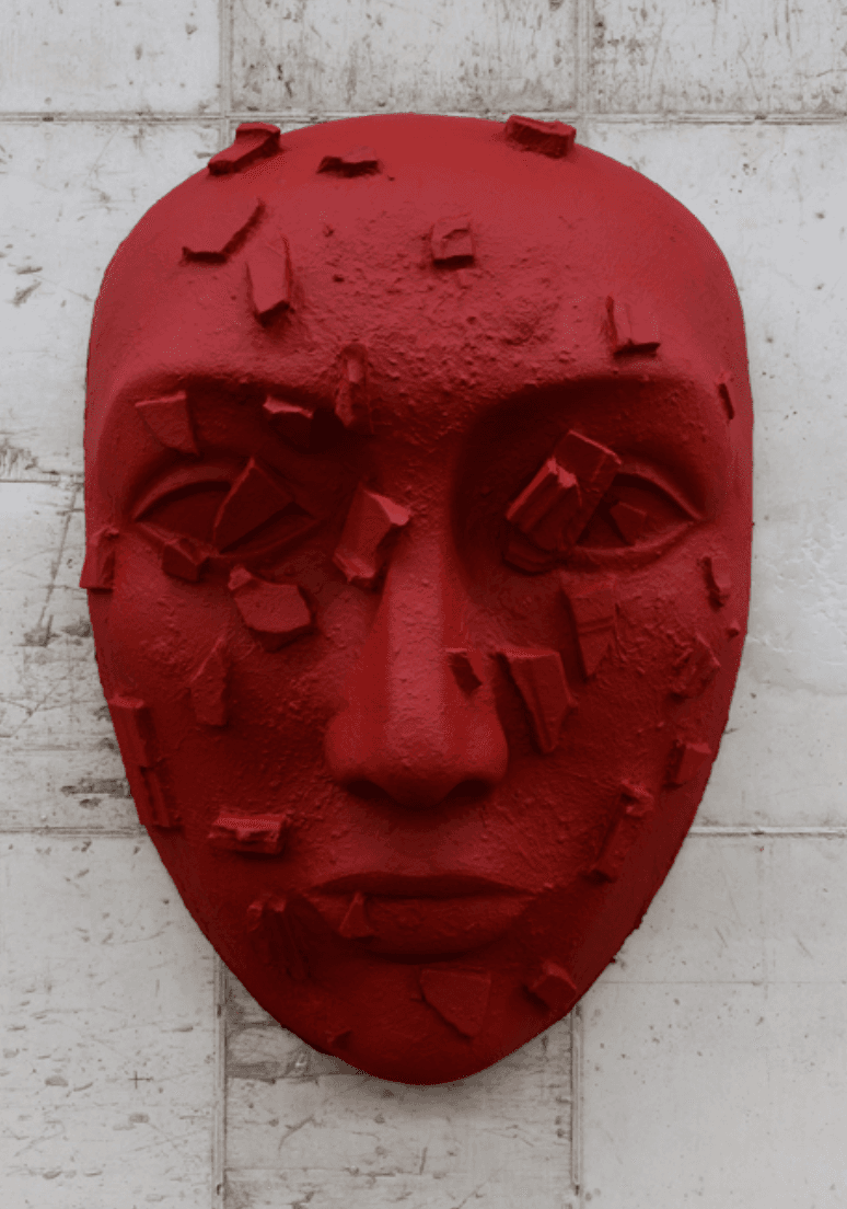 Mask-Blindness 2018-2 · FRP에 혼합재료 · 155×110×50cm · 2018 · Mask-Blindness 2018-2