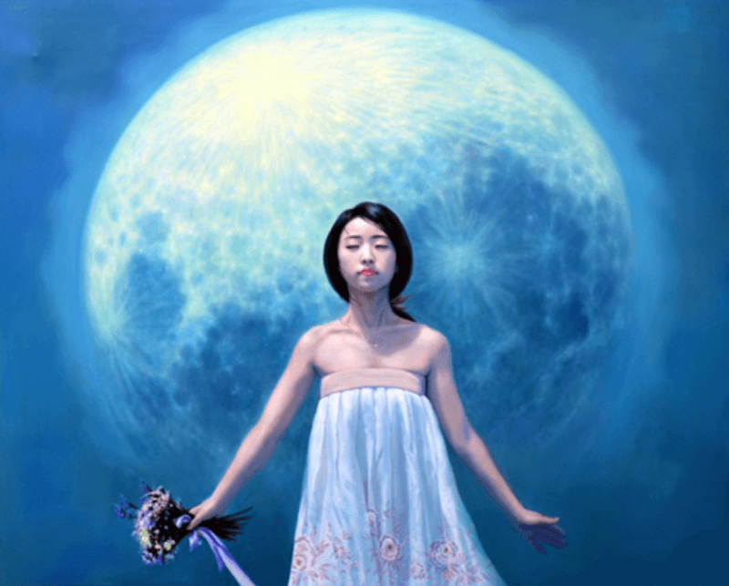 변지현_moon flower · 캔버스에 유채 · 130.3×162.2cm · 2018 · moon flower · Oil on canvas