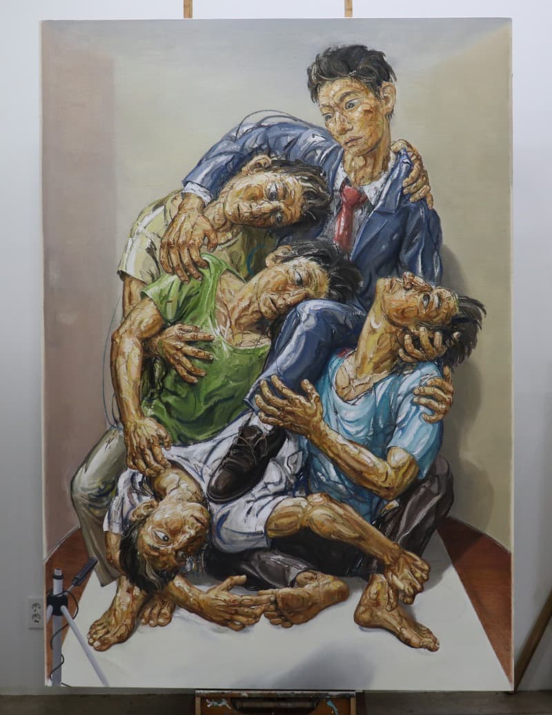 인간풍경(리허설) · oil on canvas · 227.5x160cm · 2019 · Landscape of human(rehearsal) · oil on canvas