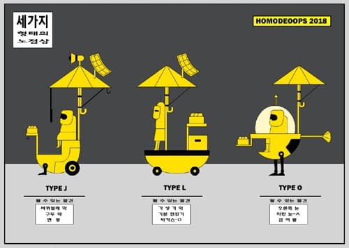 세가지 형태의 노점상 · Print · 42x29.7cm · 2018 · Three types of street vendors · Print