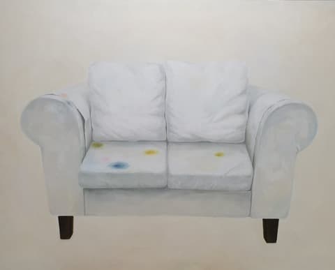 소파에게 쏟아놓은 내가 기억하지 못하는 이야기 · Oil on Canvas · 162.2x130.3cm · 2012 · The story that I don't remember on the couch. · Oil on Canvas