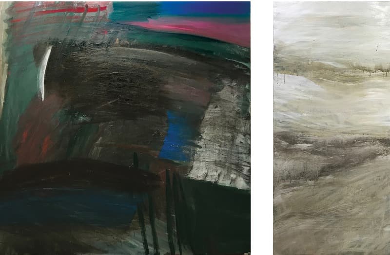 정현두_살_표면 · 캔버스에 유채 · 좌_183.8x182cm ㅇㅜ_183.8x89cm · 2019 · Flesh_skin · oil on canvas