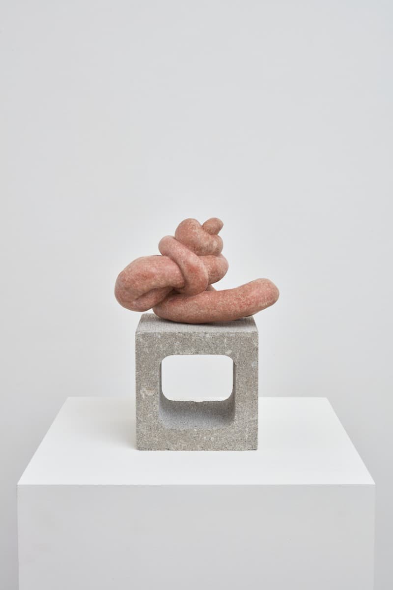 HARD NUD · cast bronze with pink patina_concrete brick plinth · 35 x 20 x 21 cm · 2012 © Sarah Lucas_courtesy Sadie Coles HQ_London · HARD NUD · cast bronze with pink patina_concrete brick plinth