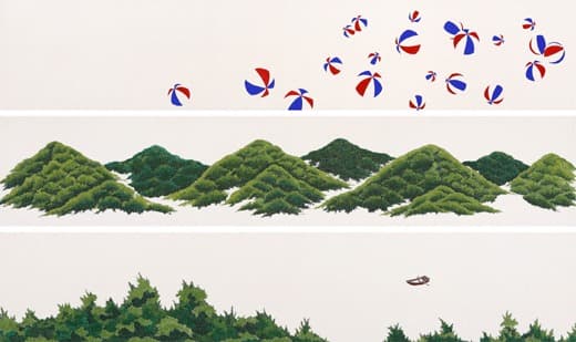 어떤 그곳_休 · 한지에 먹_ 채색 · 25.0x130.0cm x 3set · Somewhere_Rest