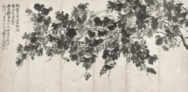 묵포도 墨葡萄 · 한지에 수묵담채 · 135x270cm · 1932 · Mook-podo