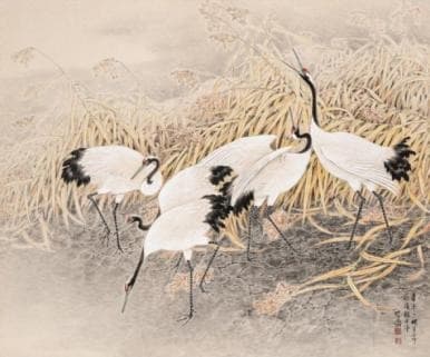 학 鶴 · 한지에 수묵담채 · 135x160cm · Crane