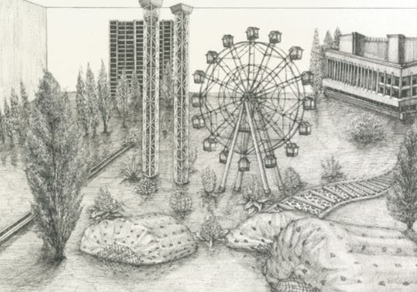 우연히 마주친 –그림자 도시 · 종이에 펜 · 24×32cm · 2018 · Shadow City · Pen drawing