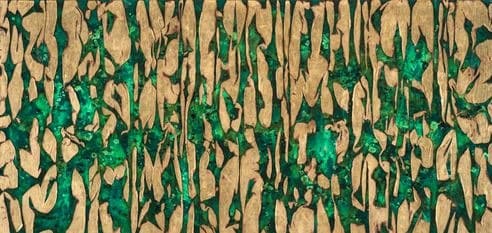 생의 불꽃 · 패널에 불_ 한지_목탄_안료_석분 · 60×122cm · 2019 · Life of Flame No.1905-3_