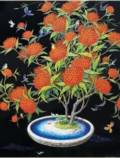 새를 부르는 나무 · 캔버스에 아크릴채색_크리스탈 · 116×91cm · 2019 · Tree calls a bird · Acrylic on canvas