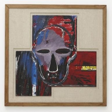 해골 85(skeleton 85) · acrylic on canvas · 90.6x90.6cm · 1985 · skeleton 85 · acrylic on canvas
