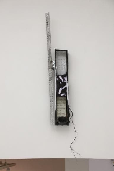 소리(The sound) · Mix Media(ruler,speaker,wood…) · 20x11.5x122cm · 1984 · The sound · Mix Media(ruler,speaker,wood…)