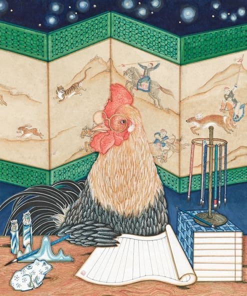 닭 · 장지에 채색 · 70.5×57.5cm · 2017
