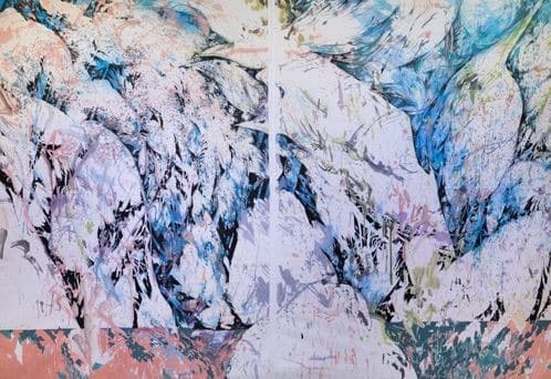 오지않는 새 · 화선지에 채색 · 200×280cm · 2019