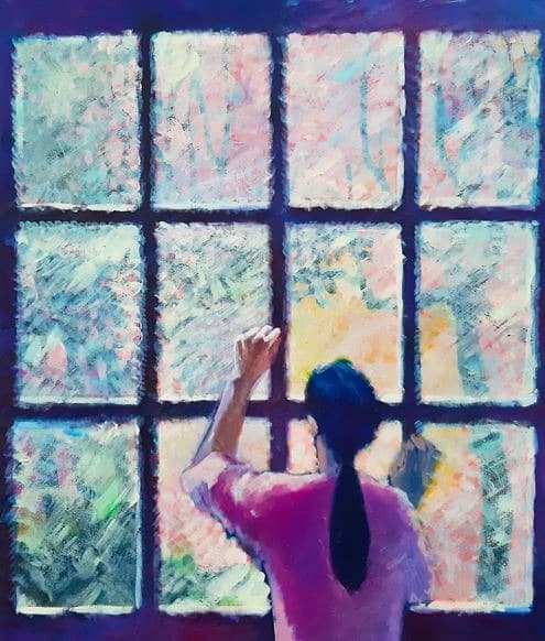 무지개가 떨어지는 곳 · 캔버스에 아크릴채색 · 53×45.5cm · 2019