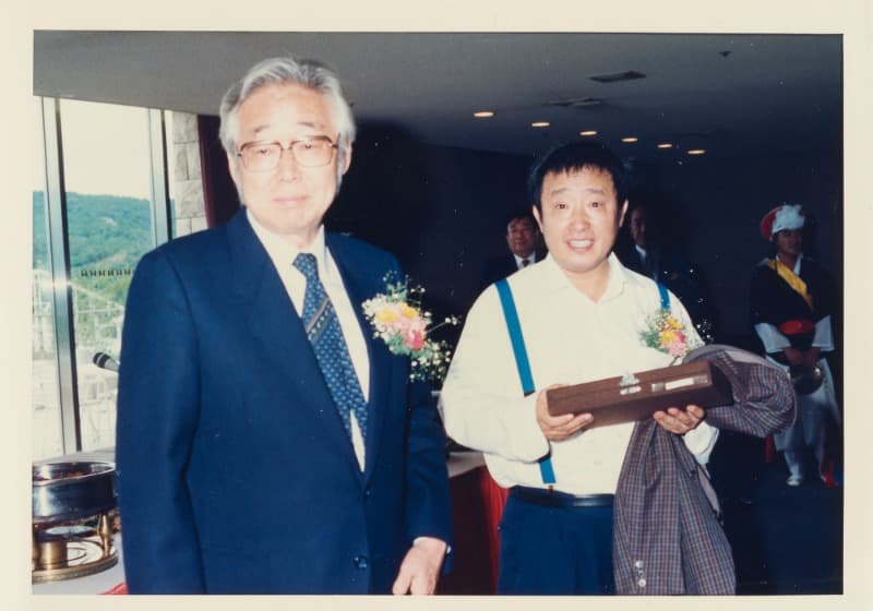 다다익선 기공식에서 이경성과 백남준(1986년)