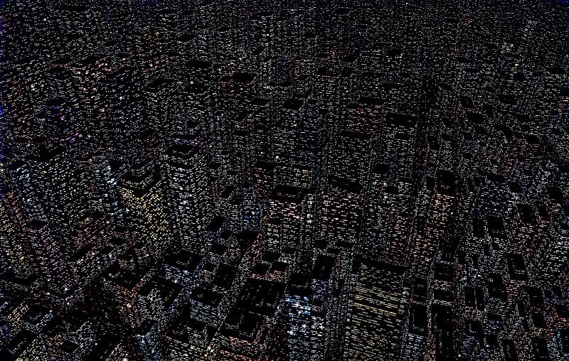구본석 - The city · 혼합매체, · 227.3x145.5cm-min · 2011