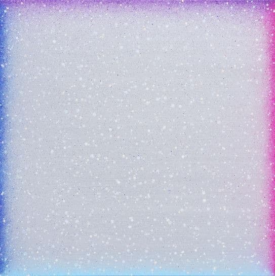 Dew Shadow (spectrum) #03 · Acrylic on silver paint canvas · 97 × 97 cm · 2019 · Dew Shadow (spectrum) #03 · Acrylic on silver paint canvas