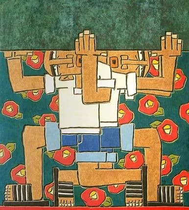 삼촌! 혼자 아파하지 마세요 · 장지에 먹, 안료, 염료, 콩즙, 옻칠 · 128×109cm · 2019