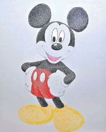 dot and network(Mickey Mouse) · Pen on Canvas · 90.9x72.7cm · dot and network(Mickey Mouse)