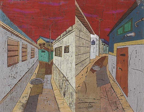 풍경Y · 판타블로 기법(캔버스에 우드락, 수용성 잉크) · 90.9x116.7cm · 2018 · view Y