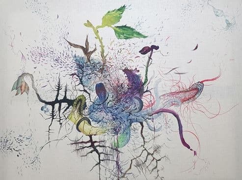 요란한 냄새 · 캔버스에 과슈 · 91×116.8cm · 2019