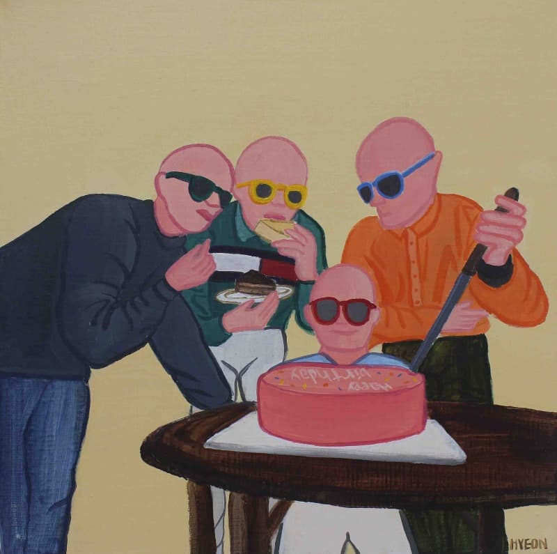 birthday party · acrylic on canvas · 20x20 · 2019 · birthday party · acrylic on canvas