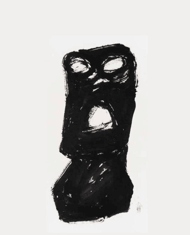 절규 · 한지에 먹 · 140.5 x 73cm · 2017 · Scream